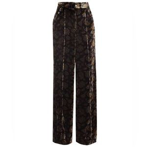 VERONICA BEARD Black Velvet Jacquard “Edia” Pant wide leg pants Size 6